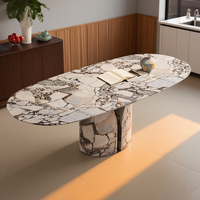 Vente en gros de table ovale moderne de qualité supérieure Table de salon décontractée Table de salle à manger tendance en marbre