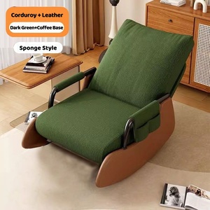 Mecedora Plegable con Funda Desmontable y Lavable Pequeño Diván Individual Sillón Reclinable con Base de Madera <span class=keywords><strong>para</strong></span> Dormitorio - Product Image 6