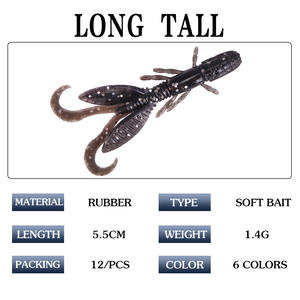 Señuelo de camarón de cristal blando transfronterizo de 55 mm para pesca de lubina, cebo artificial de lombriz para pesca de fondo, paquete de 12 piezas - Product Image 4