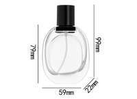Botella de perfume de repuesto de vidrio transparente esmerilado 30ml reciclable de lujo con tapa de pulverización de bomba negra