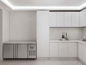 Armoires de cuisine entièrement blanches, modernes, avec construction en contreplaqué, dosseret durable, design de garde-manger - Product Image 2