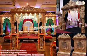 Sillas de Fibra Talladas Estilo Mandap Dorado de Bollywood, Diseño Exclusivo y Abierto, con Temática India para Bodas y Fiestas en Malasia - Product Image 6