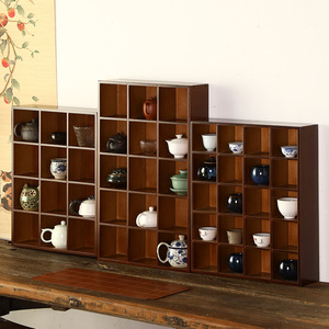 Étagère de présentation en bambou, support à thé, porte-tasses, organisateur de rangement pour théière, accessoires pour cérémonie du thé, étagère en bois à plusieurs niveaux - Product Image 1