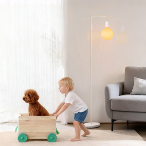 Minimalist Floor <b>Lamp</b> Led Adjustable Height Plastic Body White Shade For Living Room Bedroom <b>Office</b> Decor - Product Image 3