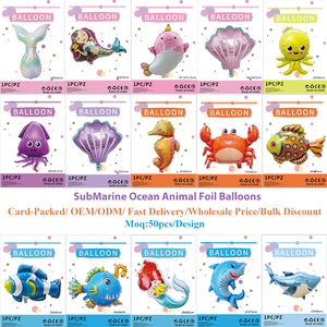 Ballons en aluminium en gros sur le thème de l'océ<span class=keywords><strong>an</strong></span>, en forme de sirène, de requin et de dauphin, pour la décoration de fêtes d'anniversaire d'enfants - Product Image 1