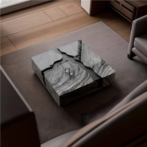 2025 tối giản màu đen đá cẩm thạch tự nhiên hàng đầu bằng gỗ vuông Bàn cà phê phòng khách thiết kế sáng tạo sang trọng trung tâm Bàn cà phê - Product Image 3