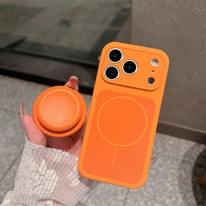 Liquid Silicone Contrast Color Block <b>Thin</b> <b>Ring</b> Magnetic Suction Bracket for iPhone 17 Pro Max 16 15 Phone Case - Product Image 4