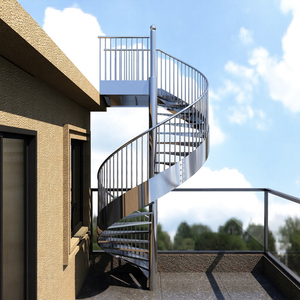 <span class=keywords><strong>Escalier</strong></span> <span class=keywords><strong>en</strong></span> <span class=keywords><strong>colimaçon</strong></span> moderne de qualité commerciale, esthétique élégante, <span class=keywords><strong>en</strong></span> acier inoxydable massif, avec garde-corps extérieur fermé et plaque latérale intégrée - Product Image 2