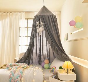 Moustiquaire grise pour lit d'enfant, moustiquaire romantique ronde pour bébé fille, couvre-lit, baldaquin pour chambre d'enfant - Product Image 3