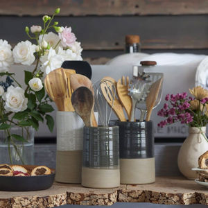 FENN, juego de soporte para utensilios de cocina de cerámica al por mayor, cuchara blanca y gris, tenedor, estante para utensilios - Product Image 5