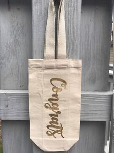 Sac fourre-tout en toile de coton personnalisé avec nom, bouteilles de vin et de champagne, emballage en vrac, impression de logo personnalisé, motif rayé, sacs de shopping - Product Image 4