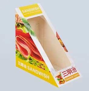 पालतू विंडो के साथ त्रिकोण क्राफ्ट पेपर सैंडविच बॉक्स