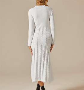Di alta qualità di lusso festa elegante Madi abito da donna su misura bianco inverno lungo donna cavo maglia abiti da donna - Product Image 3