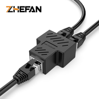 ZHEFAN Rj45 여성 LAN 케이블 연장 커플러 익스텐더 1 ~ 2 가지 방법 Cat6 Rj45 네트워크 1 ~ 2 포트 이더넷 어댑터 분배기