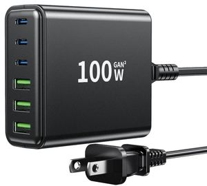 USB C Fast Charger 100W GaN Compact 6 Port GaN <b>Charging</b> Station Portable Wall PD Charger Power <b>Adapter</b> for Samsung Note Galaxy - Product Image 1