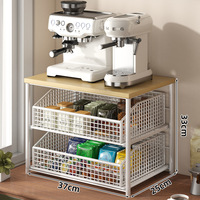 Support à tasses pour machine à café, support pour sachets de thé et capsules, étagère de rangement pour salon, en métal moderne, durable et multifonctionnel à trois niveaux