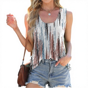 2026 Summer Women's Breathable Knitted Casual T-Shirt O-Neck Tie-Dye Printed Loose Sleeveless Tank <b>Top</b> - Product Image 2
