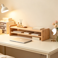 Support d'écran à deux niveaux en bois massif personnalisé |   Étagère double niveau ergonomique pour écran d'ordinateur |   Organisateur de rangement de bureau