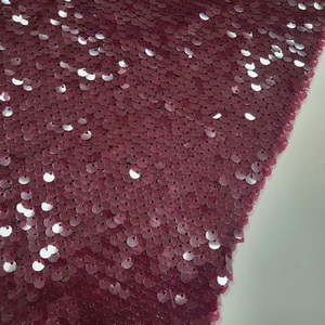 Thiết Kế S-13485 Giá Rẻ Sang Trọng Đầy Đủ Vải Tuyn Thêu Rượu Vang Màu Đỏ Trong Suốt Sequin Vải Cho Maxi Đảng Dress - Product Image 1