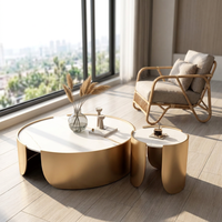 Ensemble table basse de luxe moderne Table à thé nordique Mobilier de salon doré Table basse