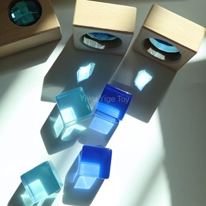 Bloques de construcción de madera acrílica con gemas de arcoíris, caleidoscopio, cubos de Lucite, juguetes sensoriales, gran tamaño, 35 piezas - Product Image 2