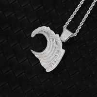 Colgante de Plata de Ley 925 con Moissanita, Estilo Hip Hop, Forma de Olas, Color D, Diamante VVS, Colgante Cubano