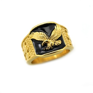 Hip Hop Oil Drip Jewelry Hoop <b>Ring</b> 18k Gold Plated Eagle <b>Rings</b> <b>for</b> <b>Men</b> - Product Image 1