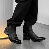 Nouvelles bottes décontractées pour hommes 2026, style cowboy froissé, avec surpiqûres contrastées, pour la saison fraîche et le look quotidien