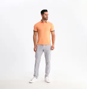 Men's Polyester and Spandex Polo T Shirts Plain Orange Color Slim Fitted High Quality Golf Baseball Polo Shirt for Men