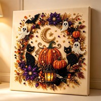 Kit de Peinture de Perles DIY JCSL pour les Fêtes, Décoration Murale de Noël et d'Halloween, Toile, Fournitures d'Art Diamant pour Adultes Débutants