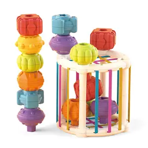 Mainan edukasi serasi multifungsi, mainan edukasi bentuk kubus penyortir untuk balita