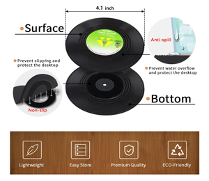 ชุดจานรองแก้วไวนิลสไตล์เรโทร 6 ชิ้น ของขวัญสำหรับคนรักดนตรี เหมาะสำหรับงานขึ้นบ้านใหม่ งานแต่งงาน หรือของขวัญแต่งงาน - Product Image 5