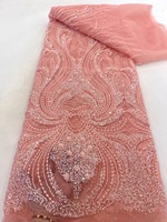 NI.AI Fleur Perlée Paillettes Conception Dentelle Tissu Africain Embroid Tissu Perlé Dentelle Tissu