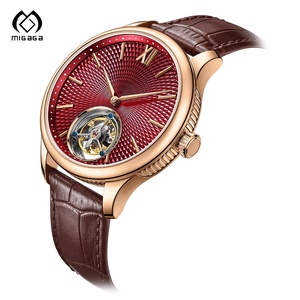 Montres mécaniques automatiques avec logo personnalisé, bracelet en cuir, squelette, véritable <span class=keywords><strong>tourbillon</strong></span>, pour homme - Product Image 2