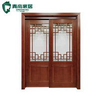 Porte d'entrée principale de villa de luxe en bois massif sur mesure, double porte, sculptée à la main, insonorisée, pour intérieur et extérieur