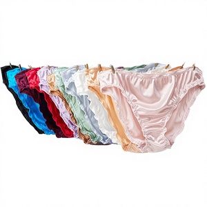 Slip Donna Senza Cuciture Taglio Alto Sottile in Maglia Solida Plus Size con Seta Ghiaccio e Raso - Product Image 4