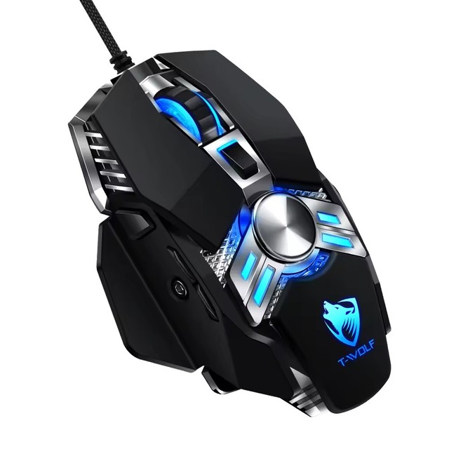 TWOLF V10 7D RGB Gaming Mouse Professional Ergonomic USB Wired Mice for PC Desktop 3D Style Right Hand for Laptop Users