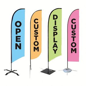 Drapeau de plage promotionnel personnalisé, design plume, durable, imprimé numériquement, polyester imperméable, mât en fibre de verre de 2,8 m - Product Image 1