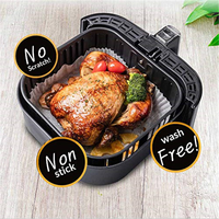Papier sulfurisé personnalisé antiadhésif pour friteuse à air, tapis de cuisson pour panier, poêle et faitout, résistant à la graisse, jetable