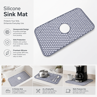 Tapis de protection d'évier de cuisine pliable en silicone isolant, écologique et pratique, style chinois nouveau, en nid d'abeille, pour évier rectangulaire