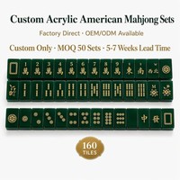 Mahjong américain de luxe vert forêt à 4 couches en acrylique, 160 tuiles, personnalisable, MOQ 50 ensembles, marque privée, pour boutiques