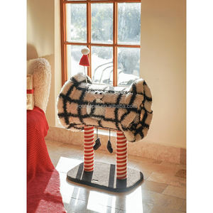 YOUME Arbre à chat zèbre multi-niveaux en bois, élégant et festif, structure interactive en contreplaqué, certifié ISO et BSCI - Product Image 5