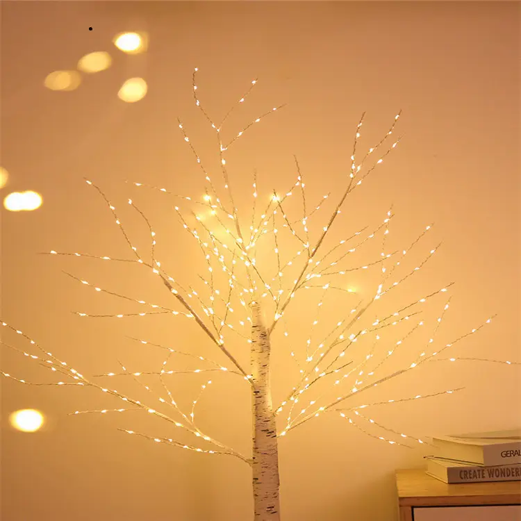 Low price halloween home decor Warm White Birch Artificial Outdoor Festival Decoration Copper Wire String Lights Tree Light