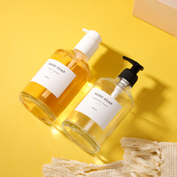 Bouteille en verre dépoli de 350ml Symboles de couleur ambre foncé Savon Lotion Pompe Shampooing Conditionneur Sérigraphie Carton Emballage OEM