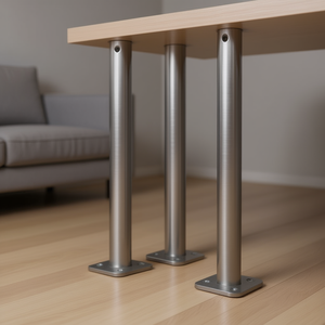 Furniture Legs Set Of 4 <b>Brushed</b> Nickel Iron Adjustable <b>Round</b> Industrial Style For Furniture - Product Image 2