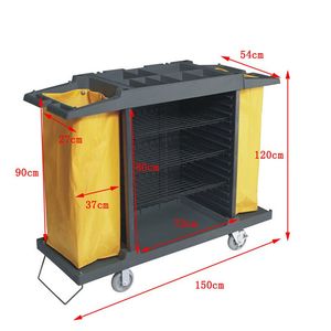 Carrito de limpieza de plástico para hotel, carrito de limpieza comercial, carrito de servicio de habitación con ruedas - Product Image 4