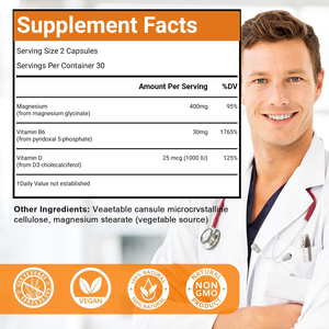 Complexe de chlorure de magnésium pour adultes 400 mg, 60 capsules végétaliennes, 10 ingrédients actifs, service OEM ODM pour la santé du sommeil, des muscles et des articulations - Product Image 5