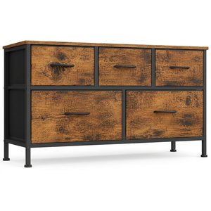 Commode industrielle à 5 tiroirs, meuble de rangement autoportant pour chambre à coucher - Product Image 1