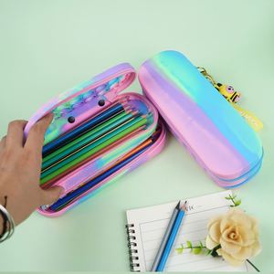 Étui à crayons en silicone personnalisé avec logo, double fermeture éclair, sac à stylos sensoriel anti-stress, pochette arc-en-ciel mignonne, fournitures scolaires en gros - Product Image 3