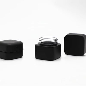 Custom 90ml UV Protection Black Glass Jars 3.5g Child Resistant Flower Stash Display Packaging Jars with CR Black <b>Plastic</b> Lid - Product Image 1